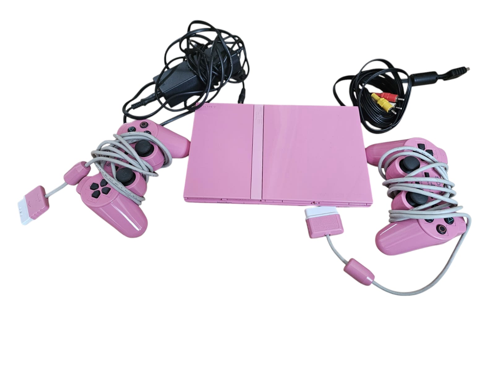 Rosa PlayStation 2 Slim mit 2 Controllern gebraucht kaufen – Seltenes PS2 Pink Set